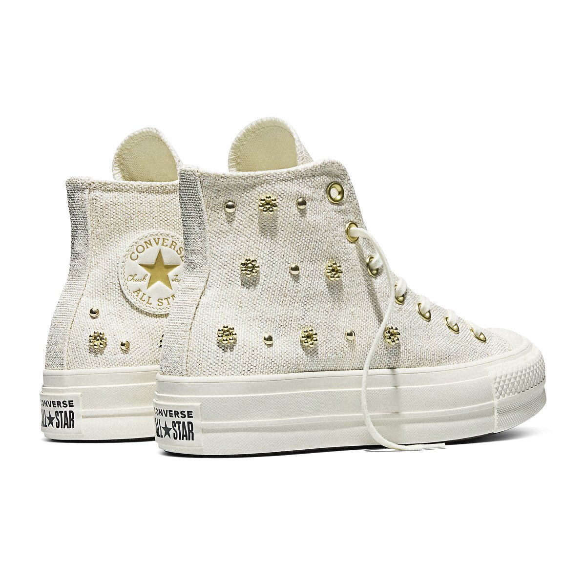Chuck Taylor All Star Lift Hi Shiny Heathered Canvas Studs Trainers ecru/gold-coloured, CONVERSE