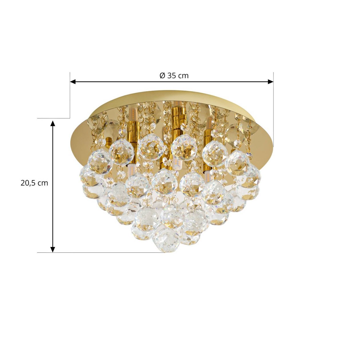 Plafonnier en cristal design, Gillion or, LINDBY