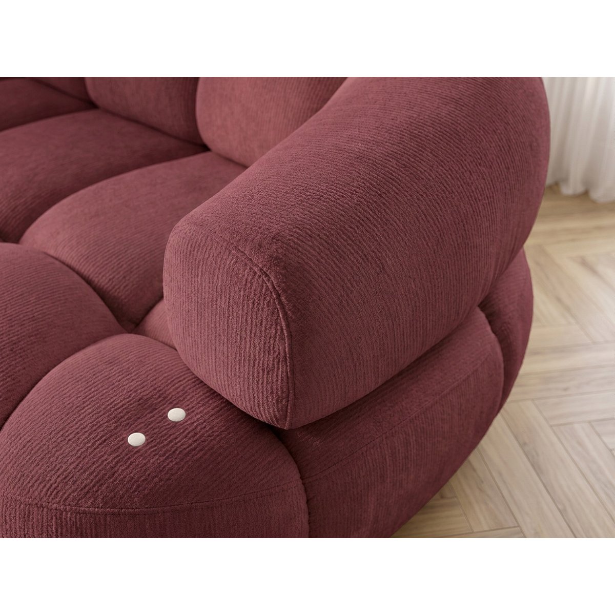Canapé d'angle convertible 3 places en tissu lisse, LOVELY rouge, BOBOCHIC
