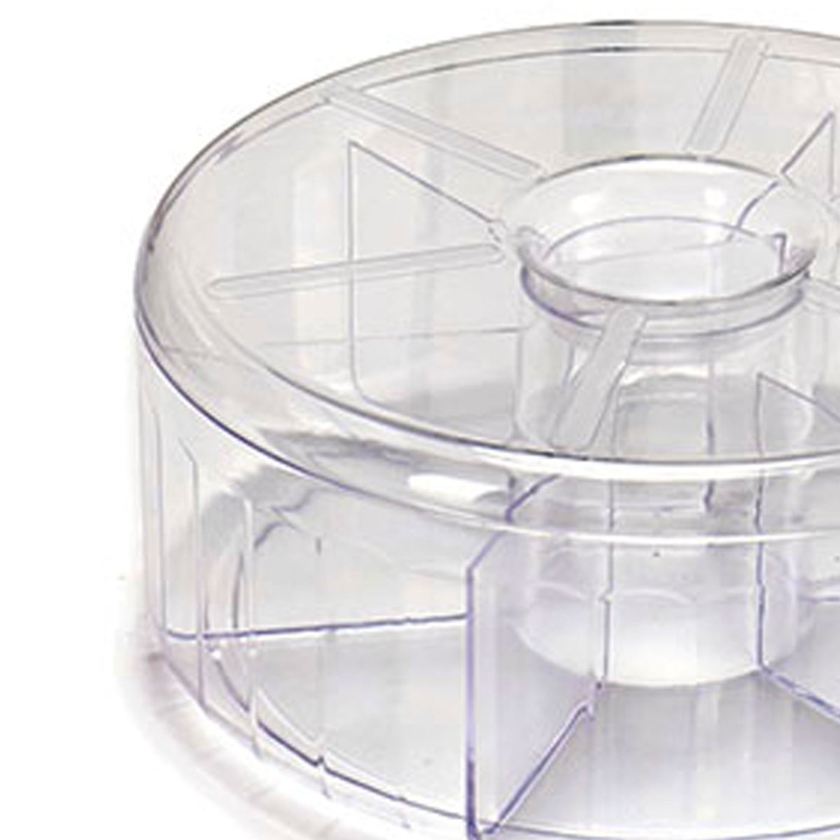 Boîte à thé ronde en plastique transparent 6 compartiments transparent, WADIGA
