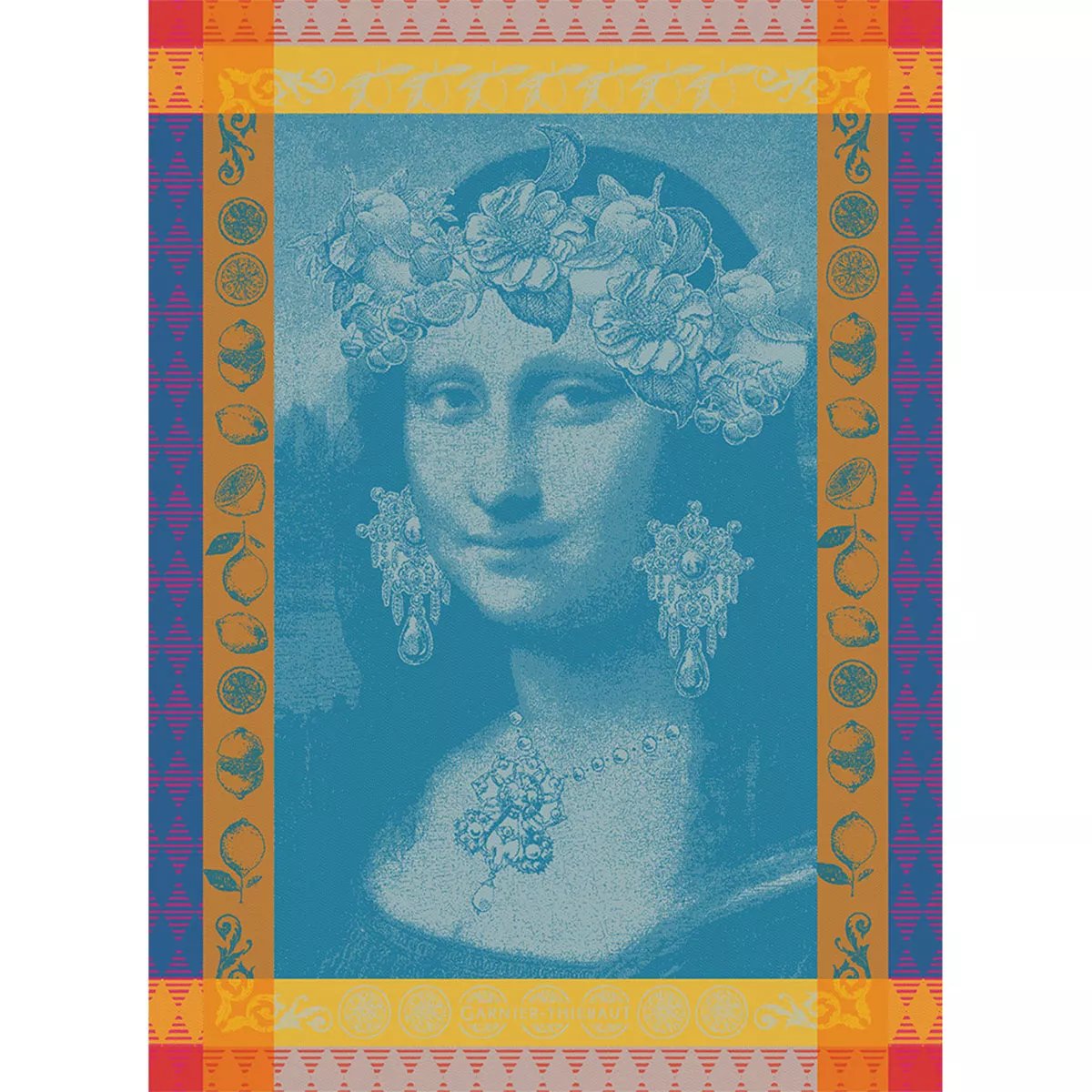 Torchon pur coton MONA LISA bleu, GARNIER THIEBAUT