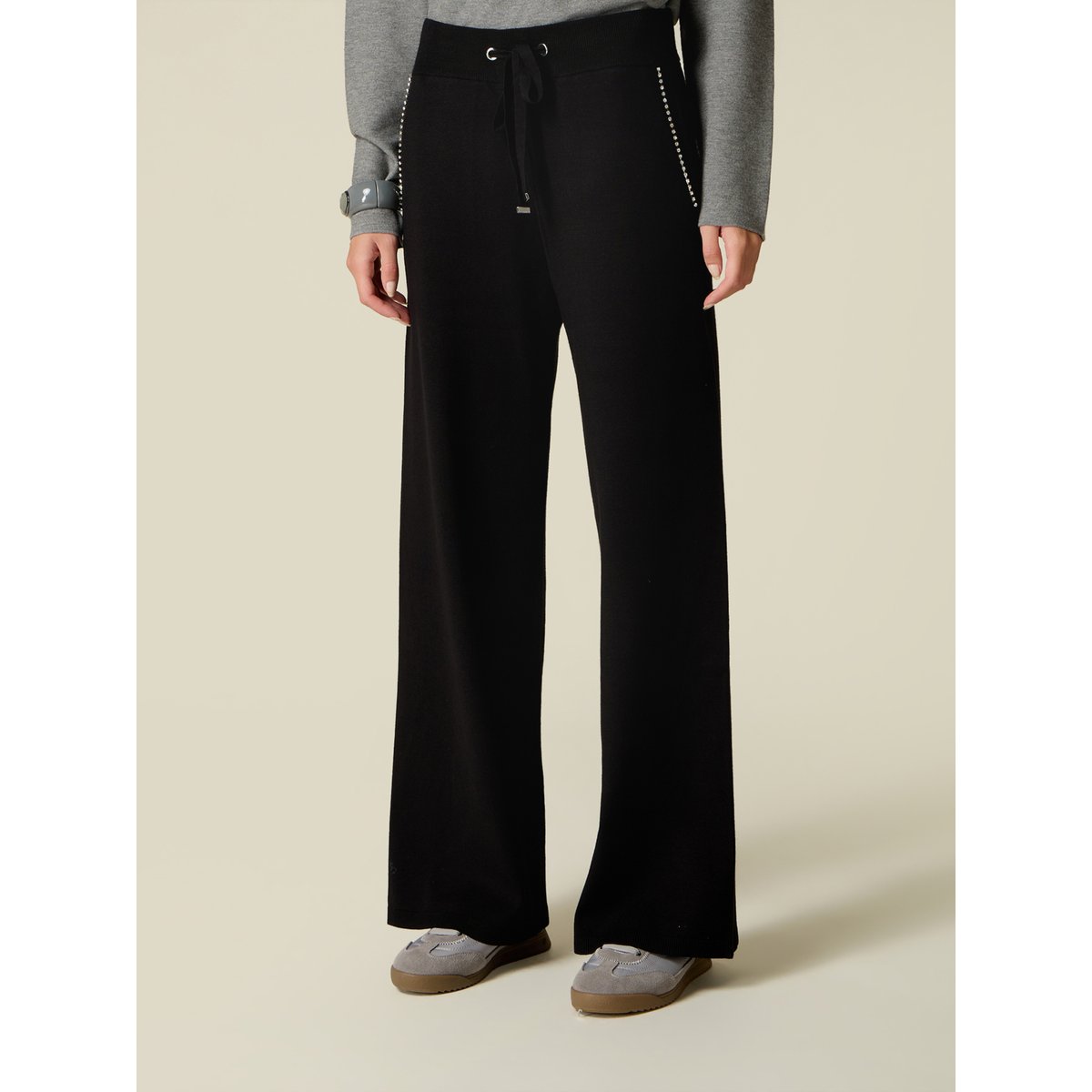Pantalon palazzo avec strass noir, OLTRE
