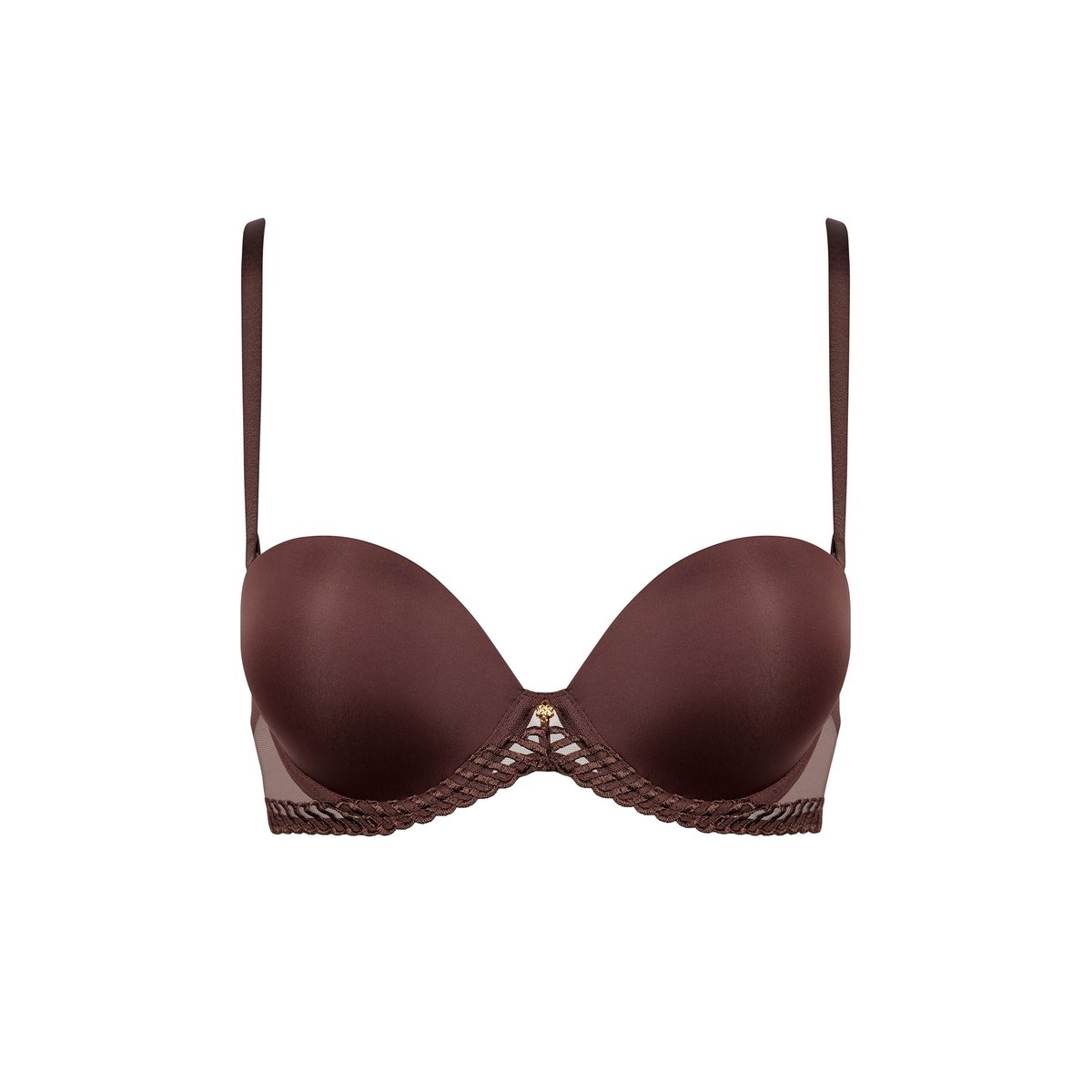 Soutien gorge Bandeau plunge Sheer Emotion brun, AUBADE