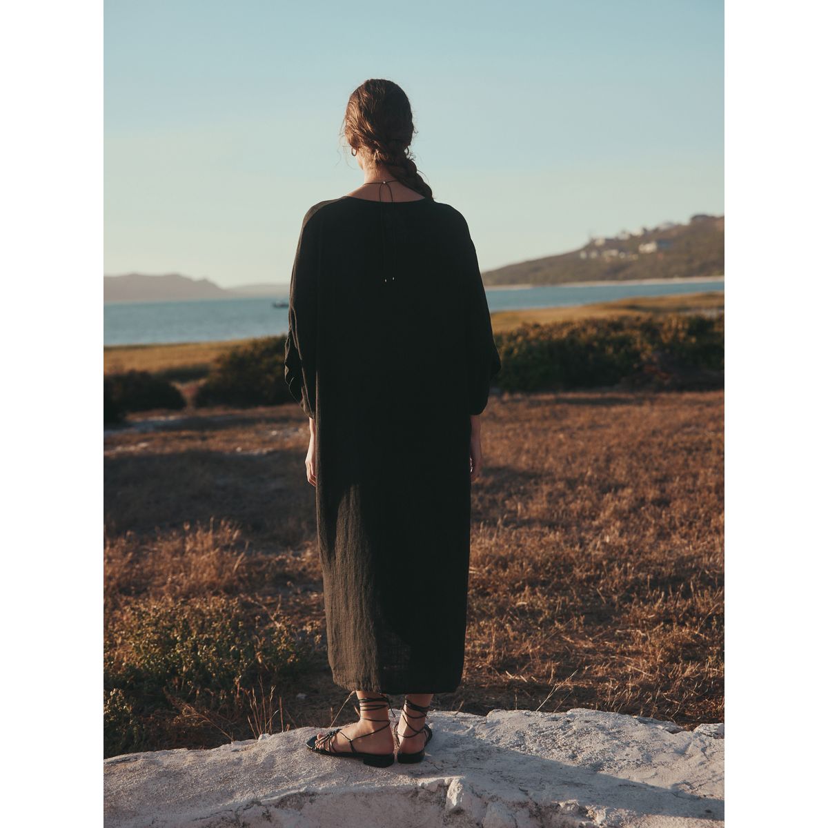 Robe torsadée lin n. premium noir, NEXT
