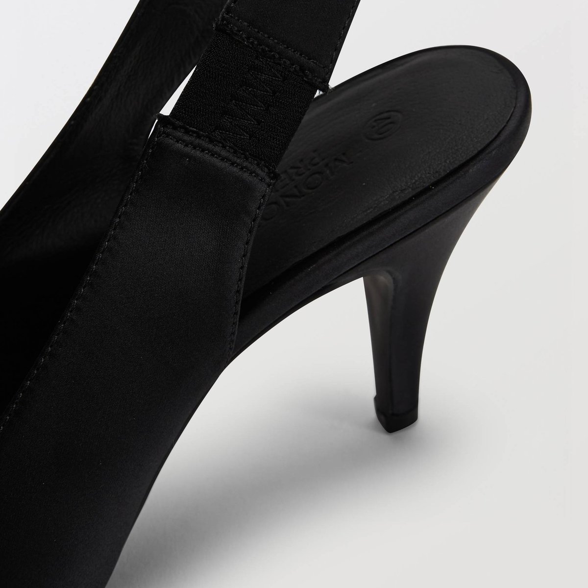 Slingback en satin noir, MONOPRIX