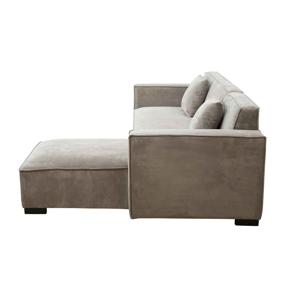 Canapé d'angle droit en tissu 3 places, ALPHY taupe, OVIALA