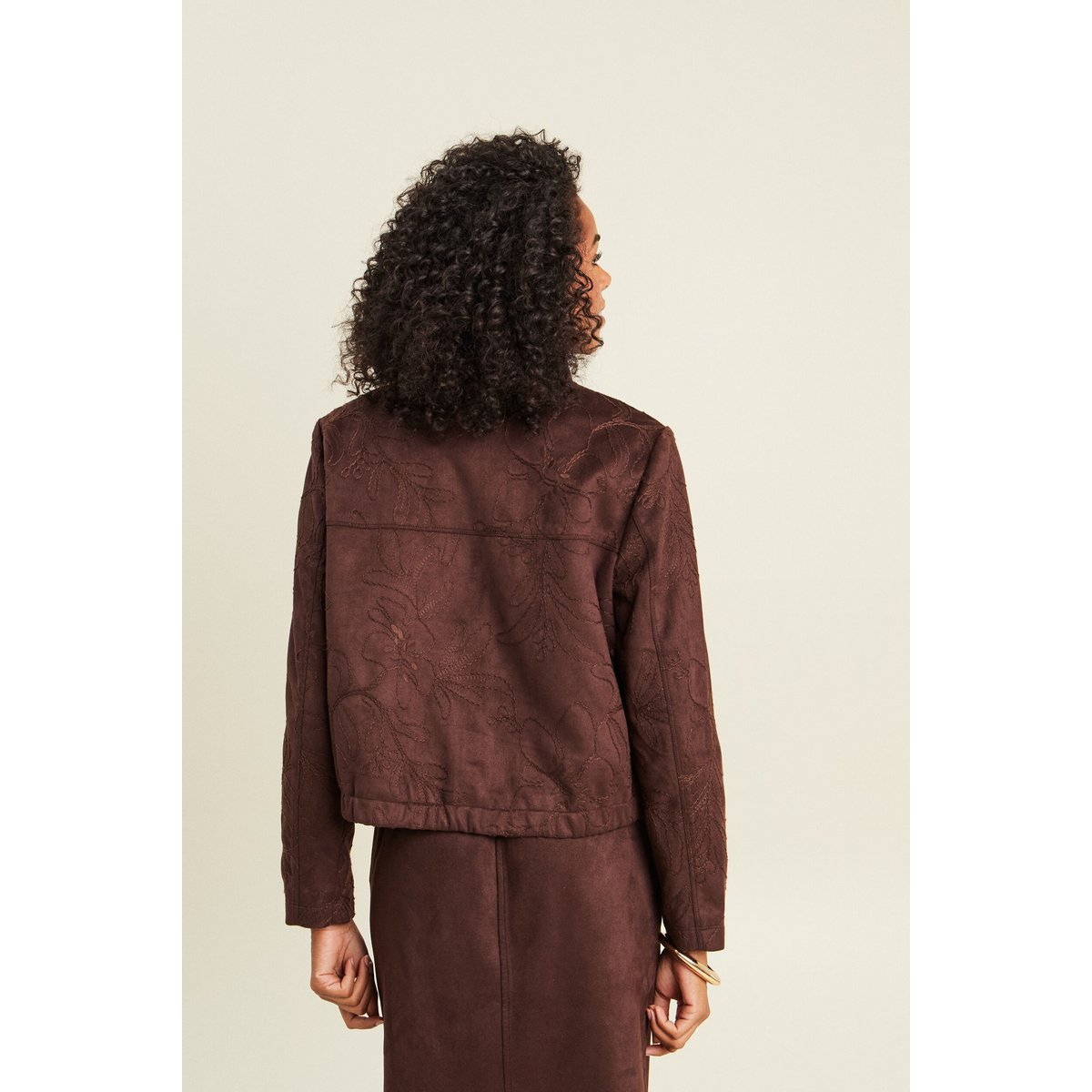 Veste col montant doublée marron foncé, BREAL