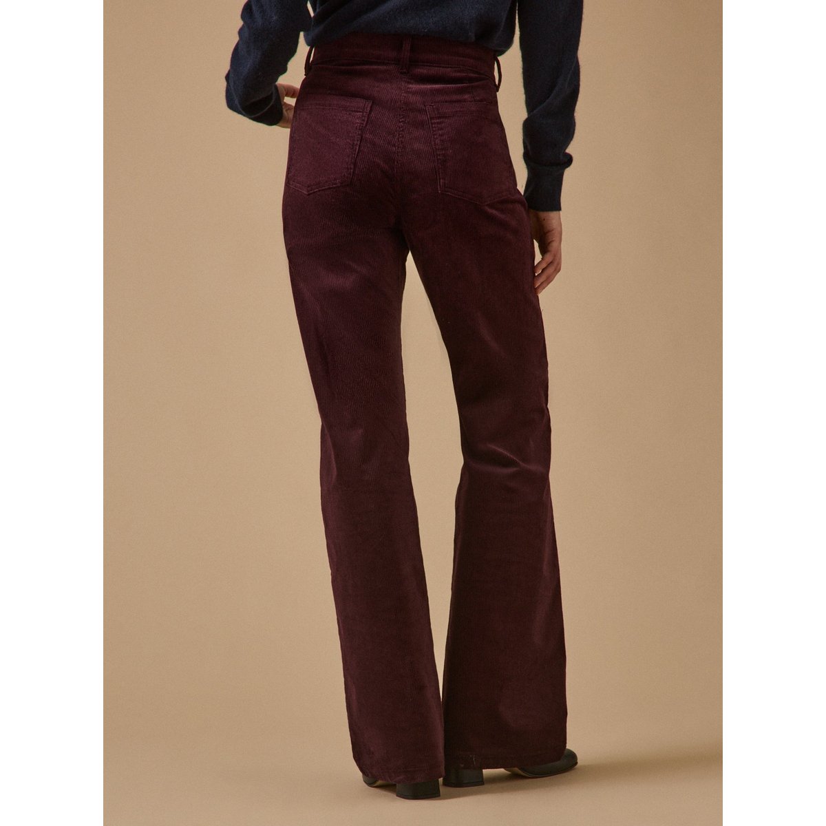Pantalon flare Suzanne velours bordeaux fonce, CYRILLUS