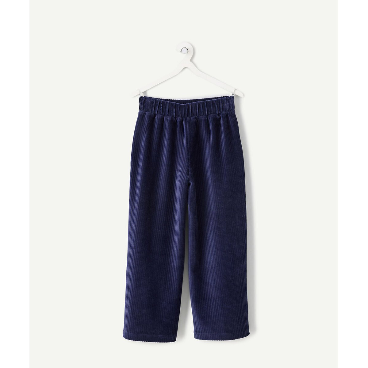Pantalon large en velours côtelé bleu marine, TAPE A L'OEIL