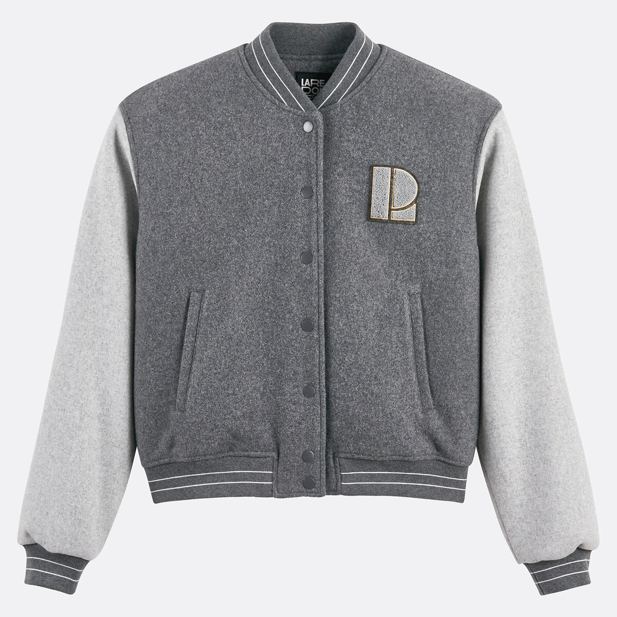 Short Bomber Jacket with Press-Stud Fastening grey, LA REDOUTE COLLECTIONS