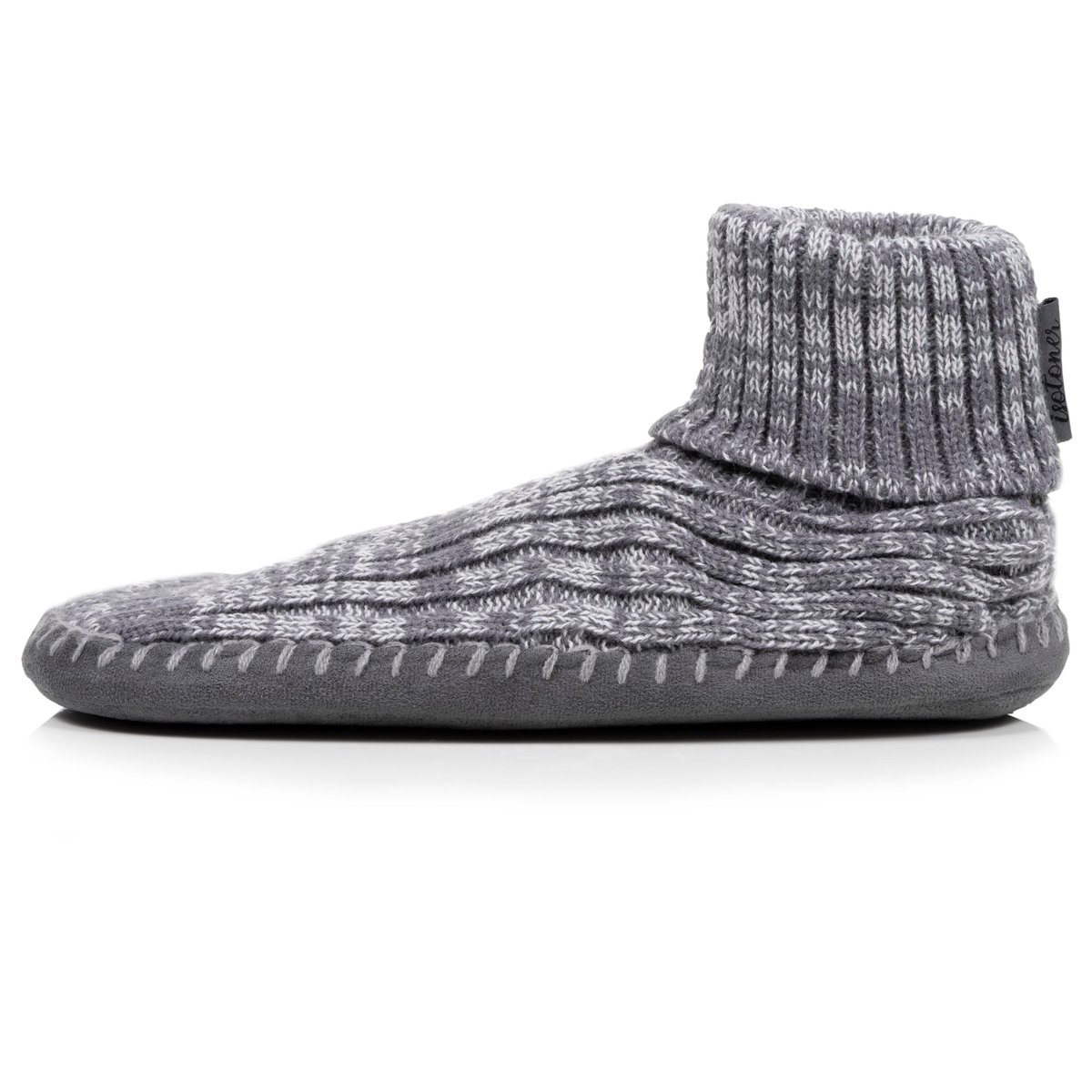 Chaussettes d'intérieur maille côtelée, picots antidérapants gris, ISOTONER