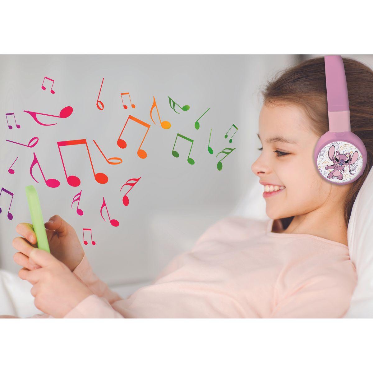 Casque 2 en 1 Bluetooth® et Filaire confortable et pliable Angel rose, LEXIBOOK