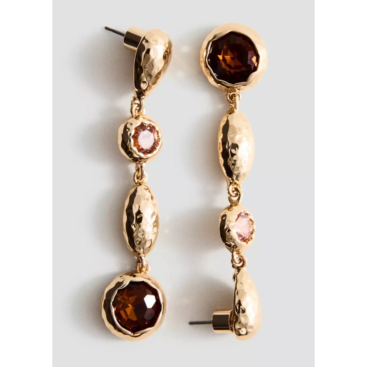 Boucles d'oreilles pendantes strass or, MANGO