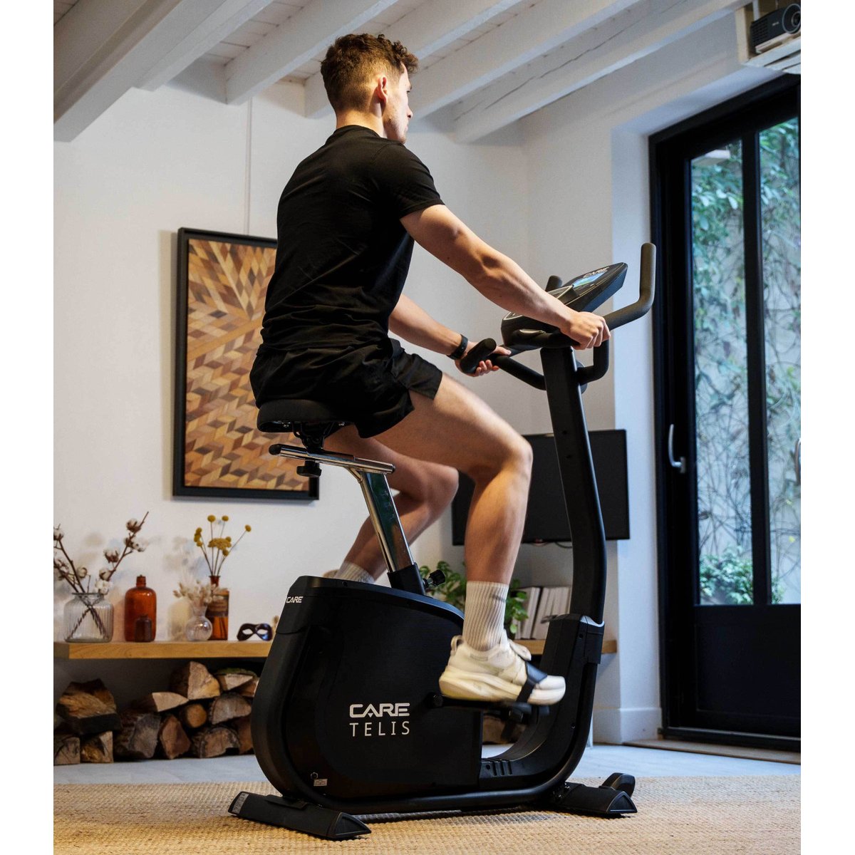 Vélo d'appartement auto-alimenté - TELIS - ergomètre connecté noir, CARE FITNESS