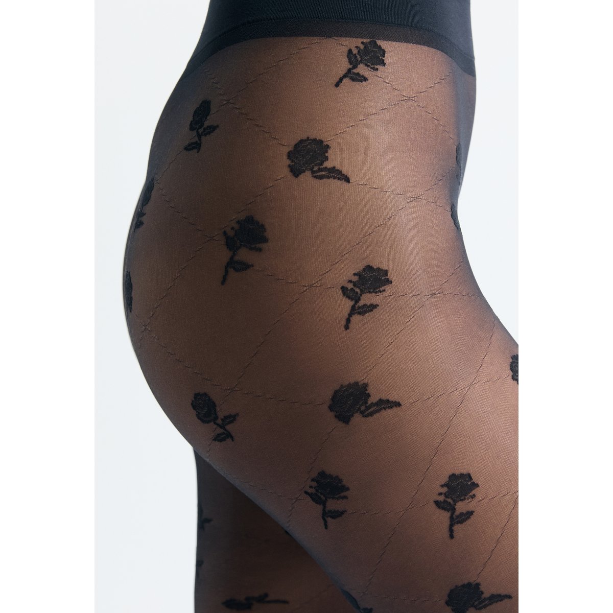 Collant transparent à motifs fleurs OPALYS noir, ETAM