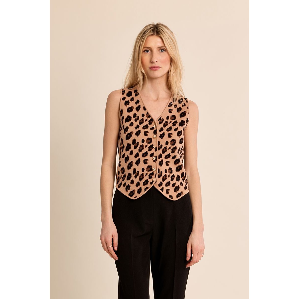 Veston en maille, léopard camel, MOLLY BRACKEN