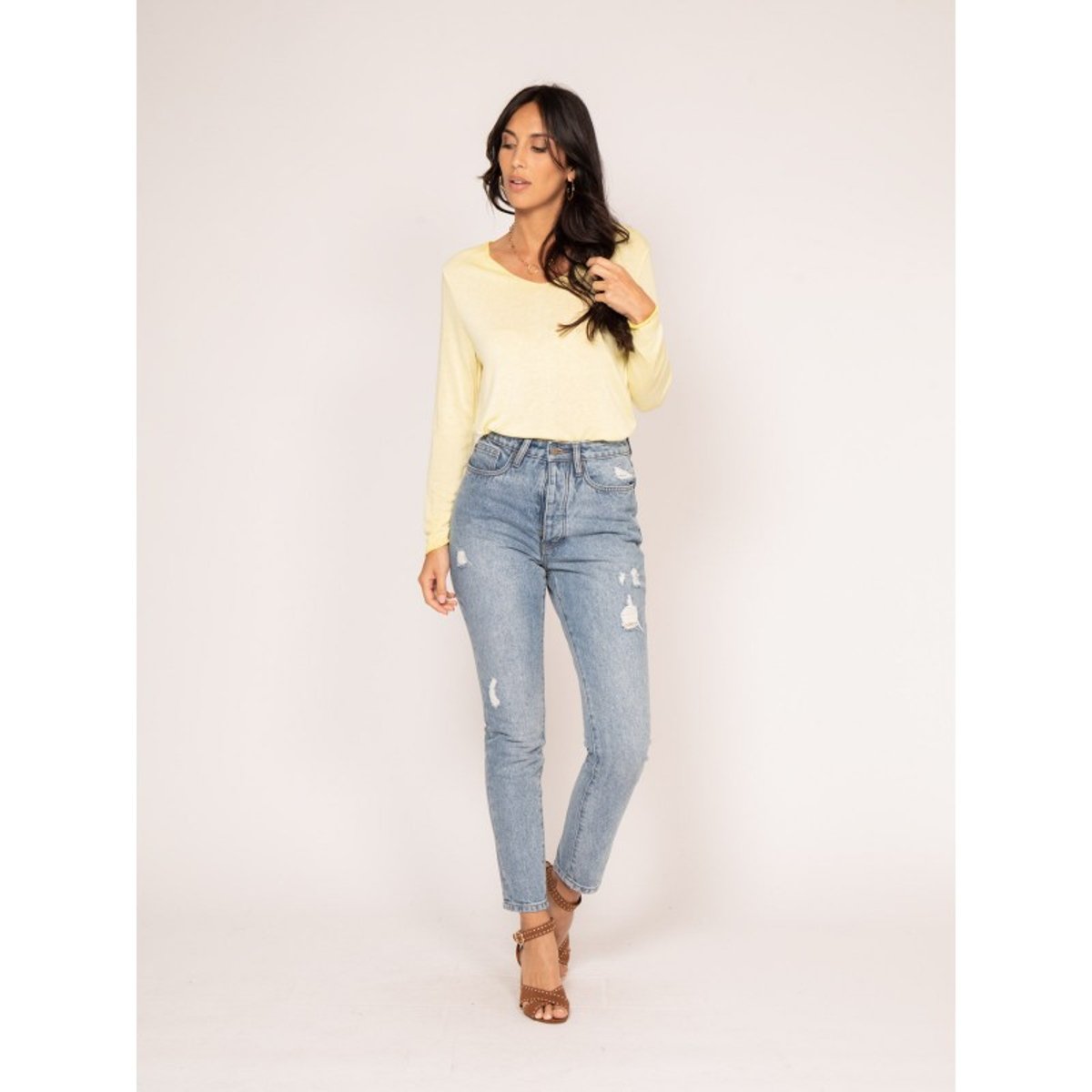 Jean Droit Taille Haute Eloise bleu clair, DONA LISA