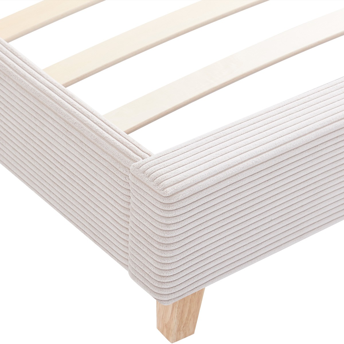 Lit avec tête de lit en tissu - MILO beige, HOMIFAB