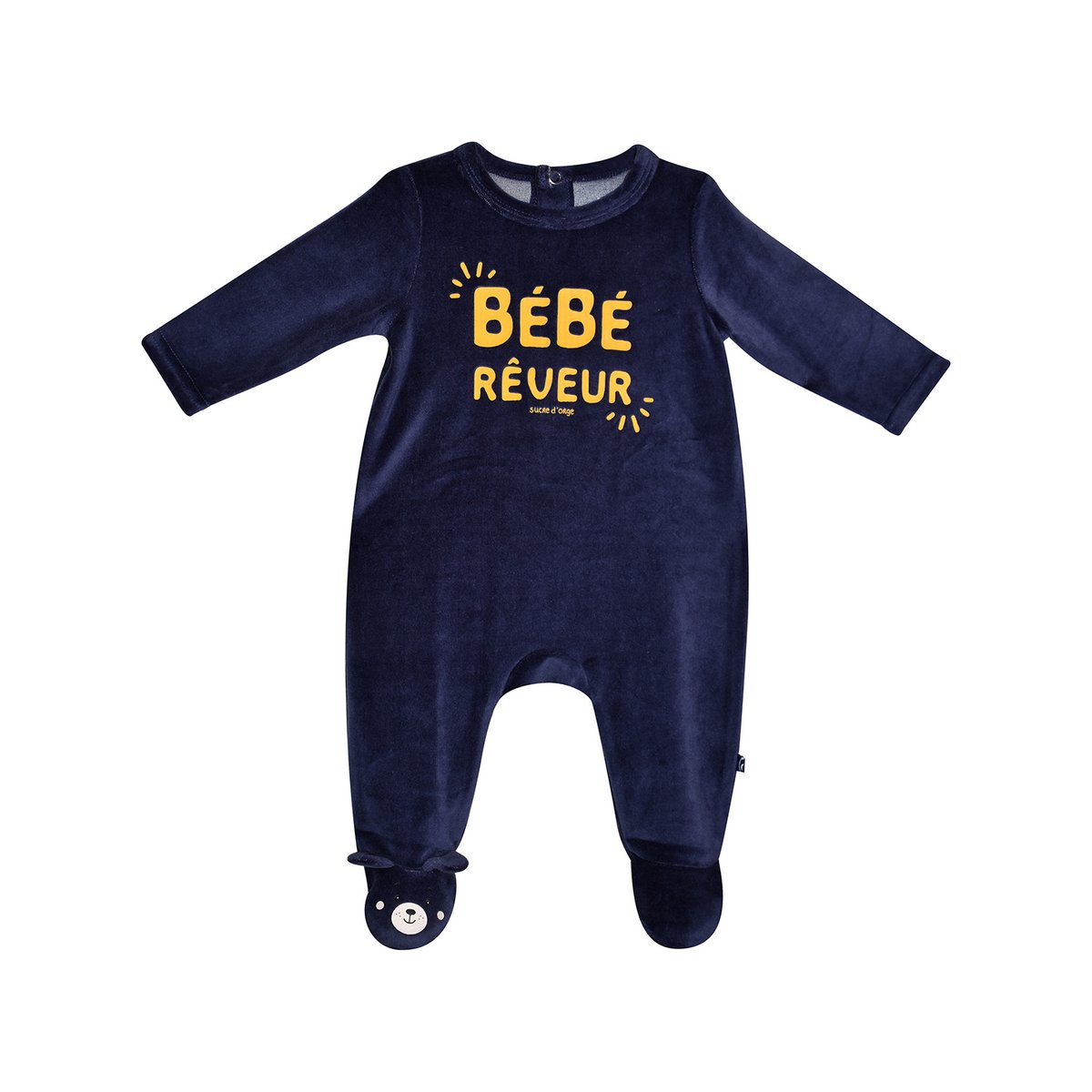 Dors bien modeste velours rase pont dos bebe bleu, SUCRE D'ORGE