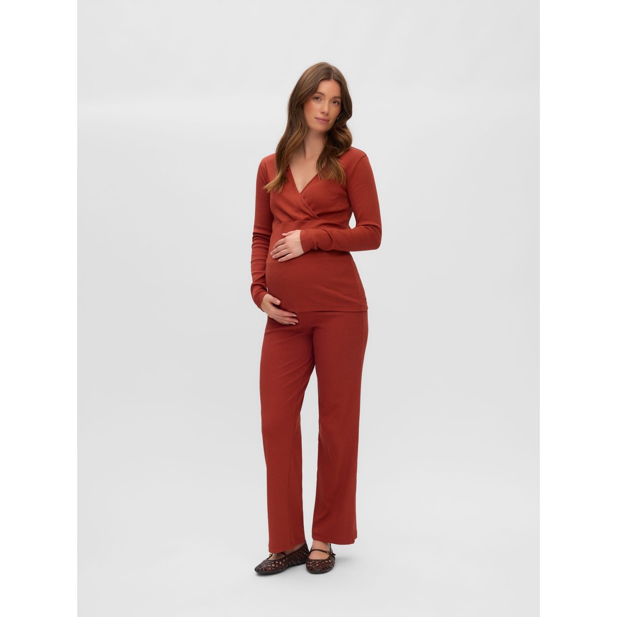 Pantalon rouge - burnt henna 1, MAMA LICIOUS