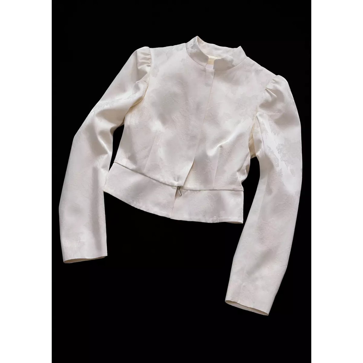Veste jacquard à col officier écru, MANGO