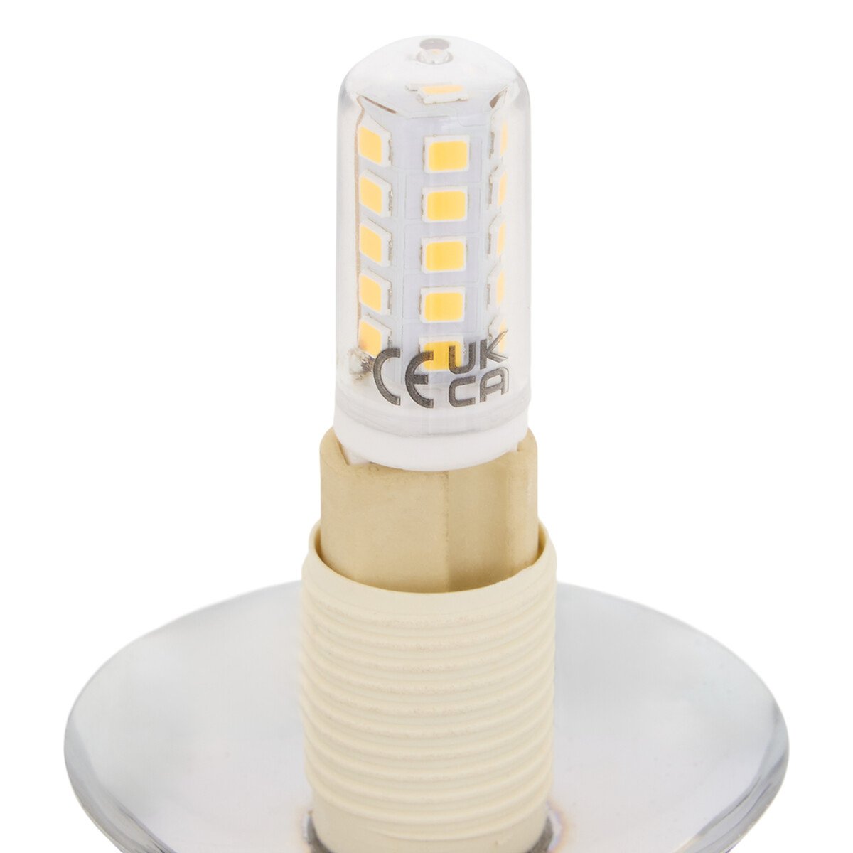 Lampe à poser avec globe opalin et base en acier beige, ATMOSPHERA