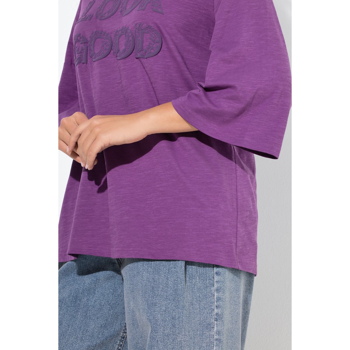 T-shirt message Look good aubergine, ULLA POPKEN