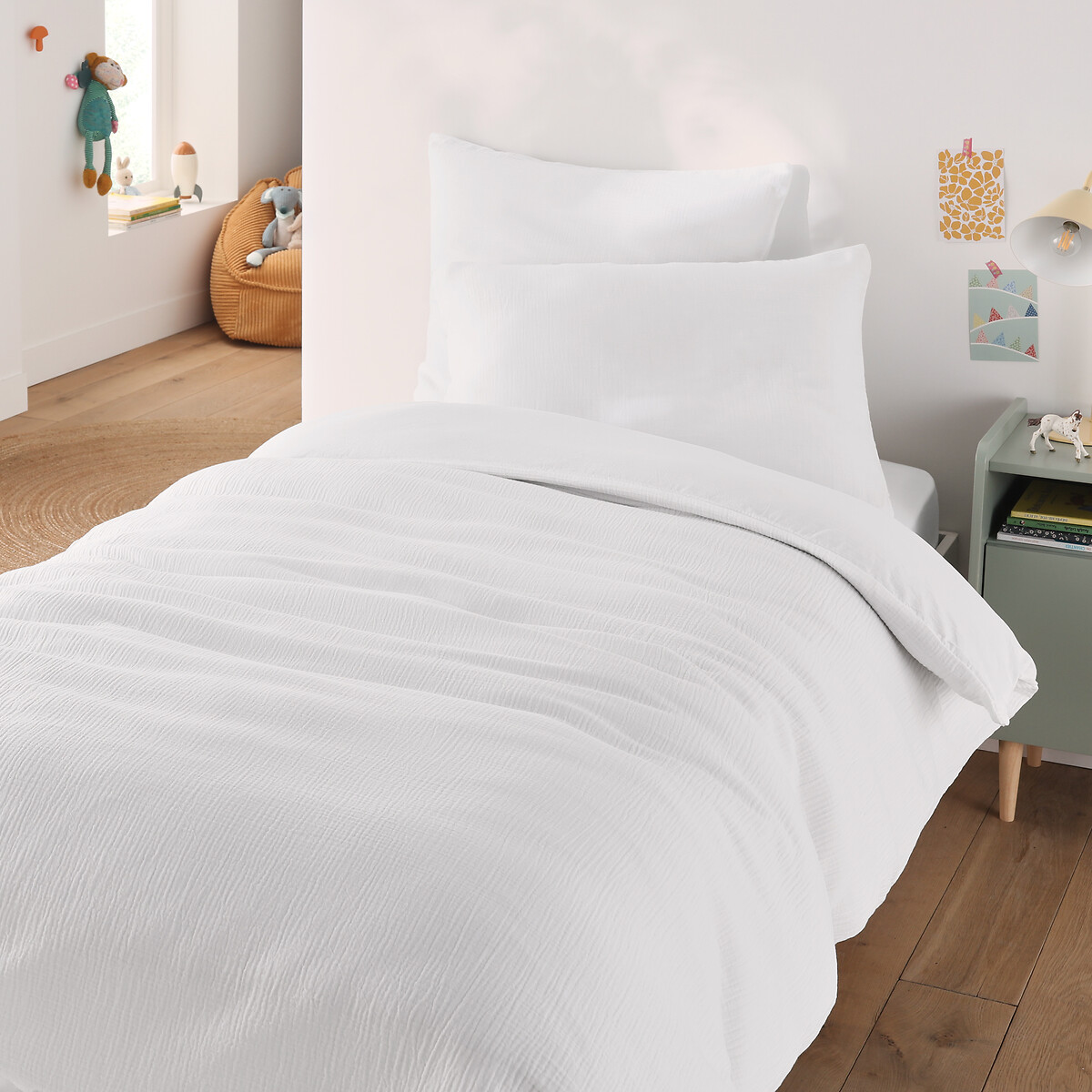 Housse de couette enfant gaze/coton lavé, Kumco blanc, LA REDOUTE INTERIEURS