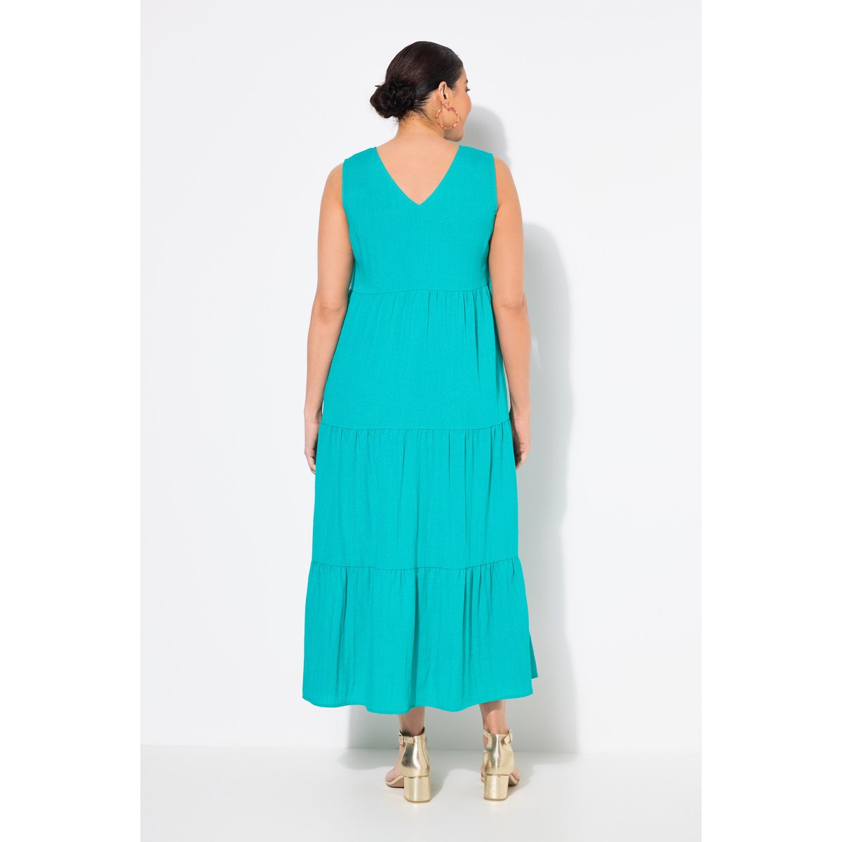 Robe maxi sans manches. Plusieurs niveaux bleu turquoise, ULLA POPKEN
