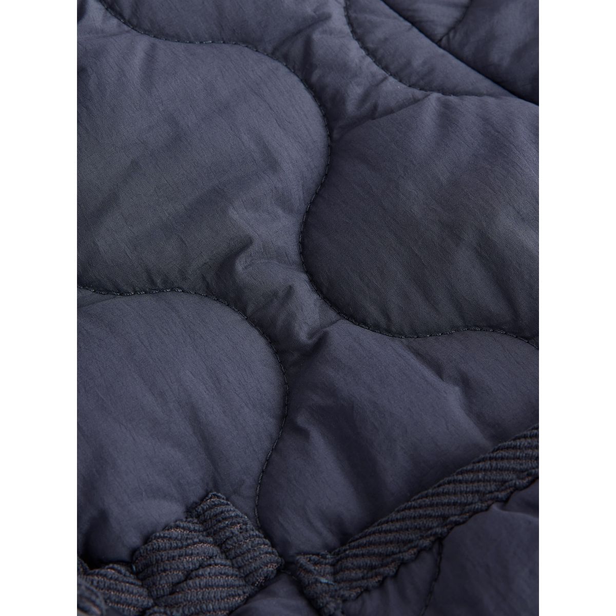 Duffle-coat déperlant à col en velours côtelé bleu marine, NEXT