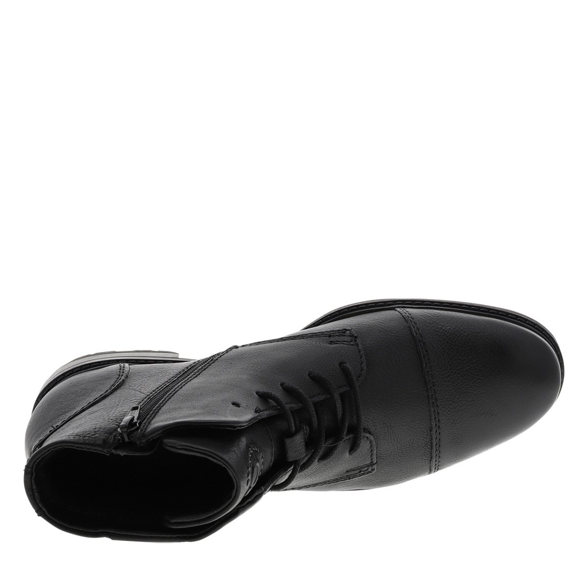 Bottines cuir talon plat noir, BUGATTI