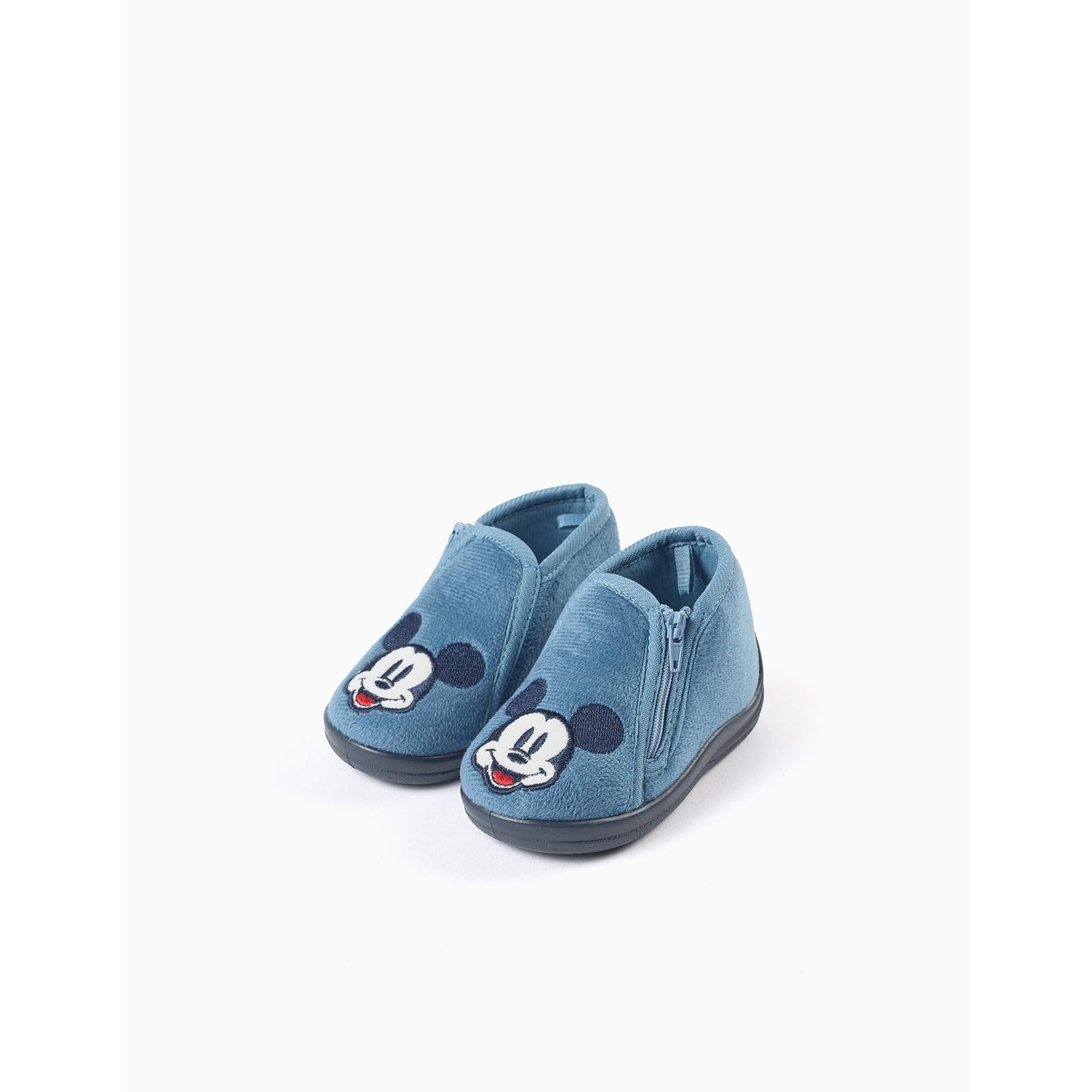 Chaussons en velours avec broderie Mickey bleu, ZIPPY