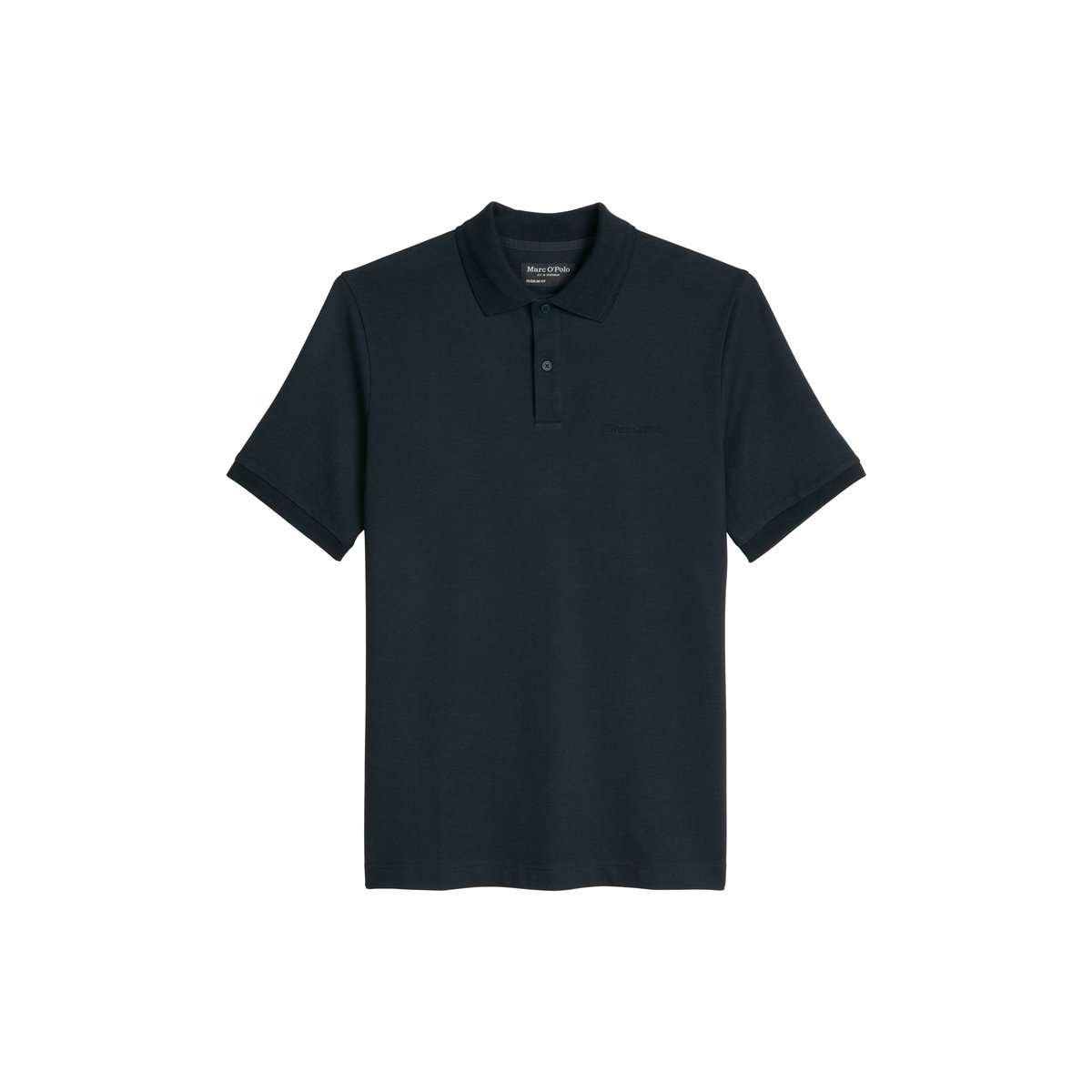 Polo piqué slim en mélange coton bio/viscose de poids moyen bleu foncé, MARC O'POLO
