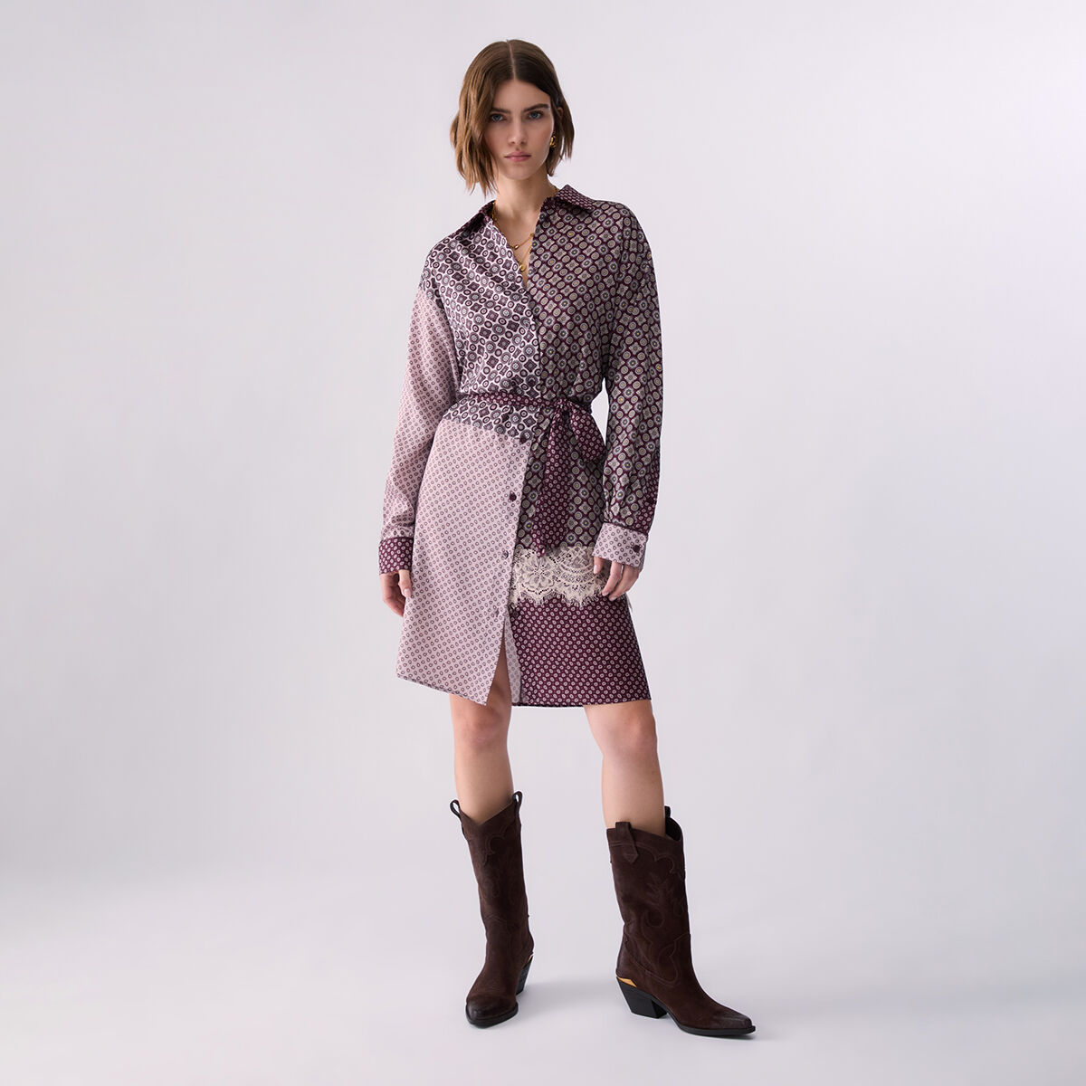 Robe Chemisier en Twill aubergine, LIU JO