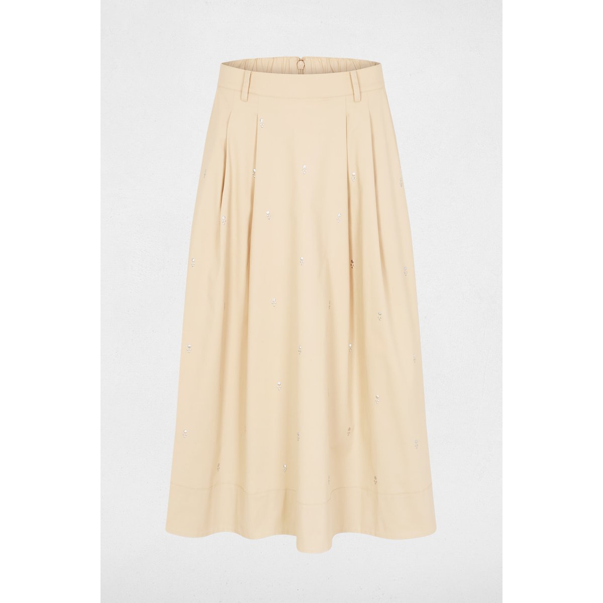 Jupe longue taille haute beige, MORGAN