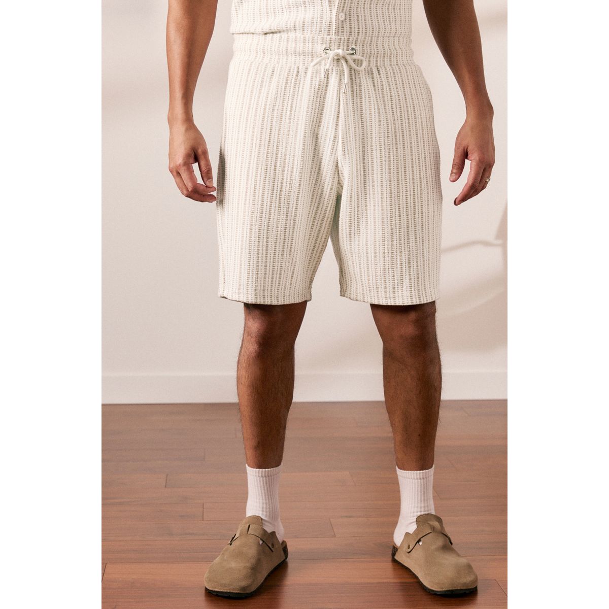 Short en jersey rayé naturel, NEXT