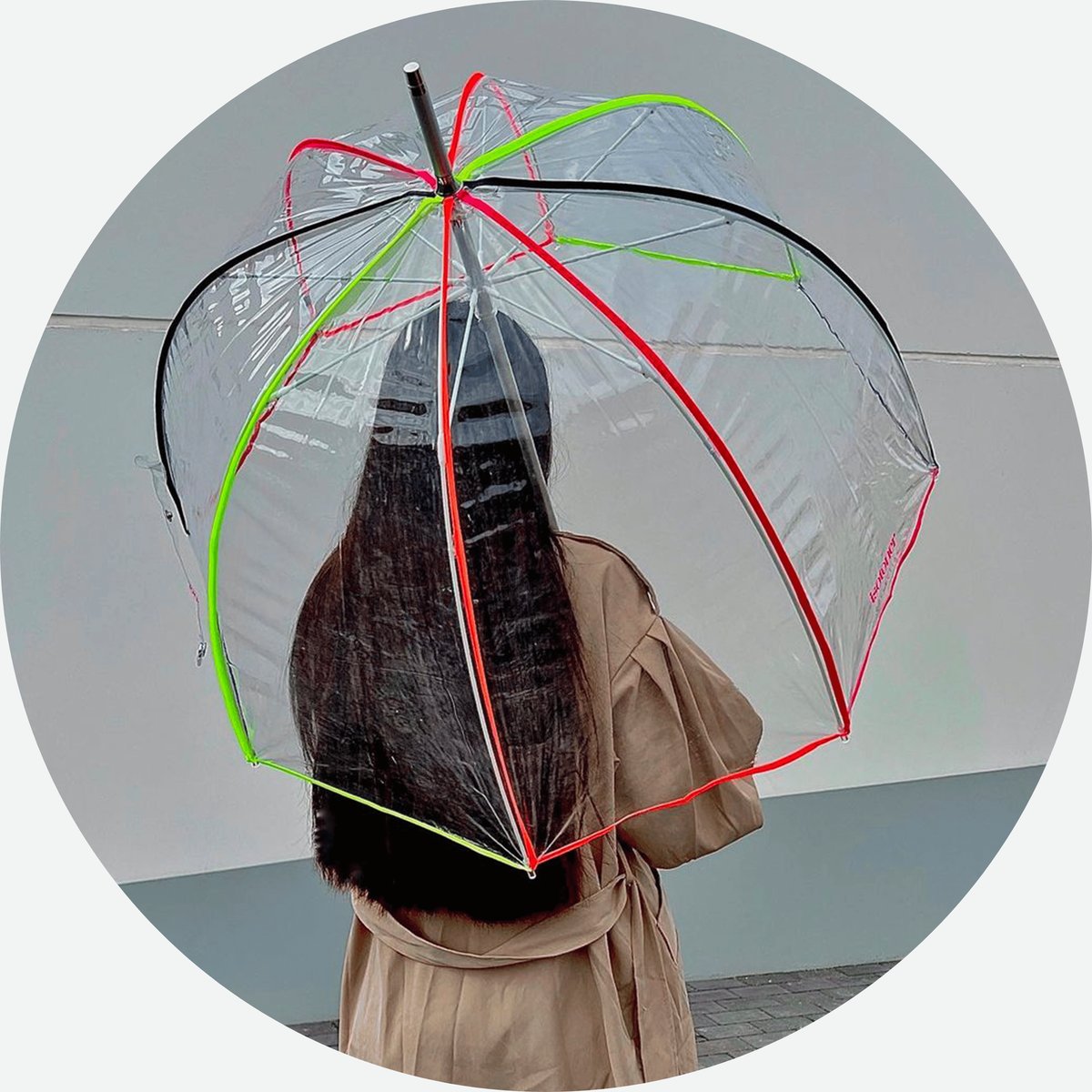 Parapluie transparent pvc/néon, ISOTONER