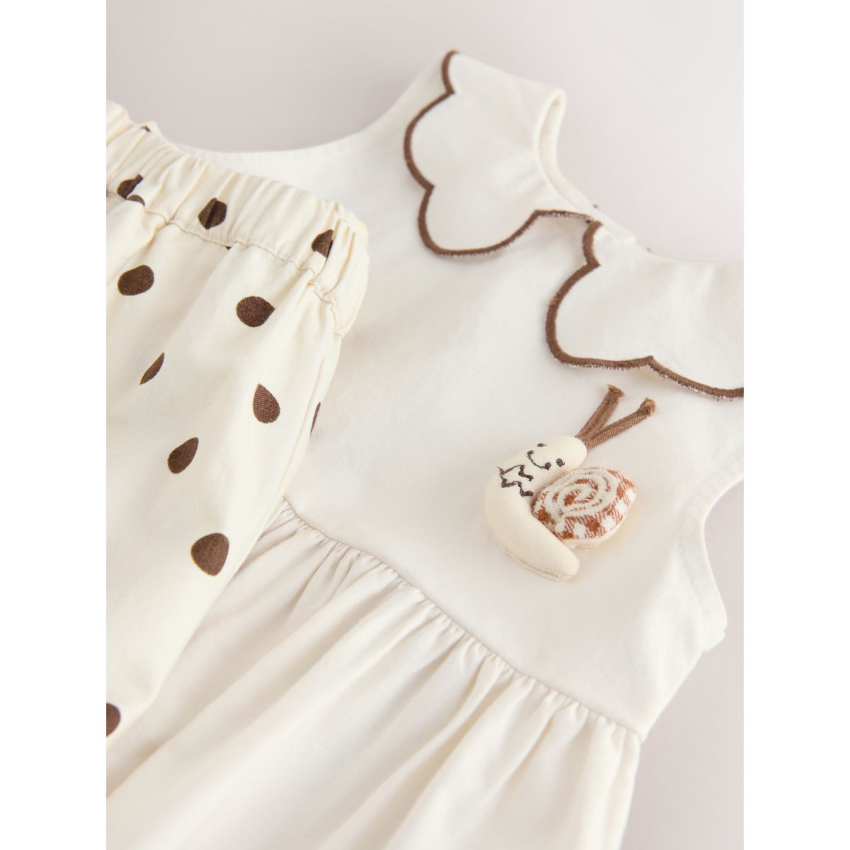 Ensemble blouse et short écru/chocolat à pois, NEXT