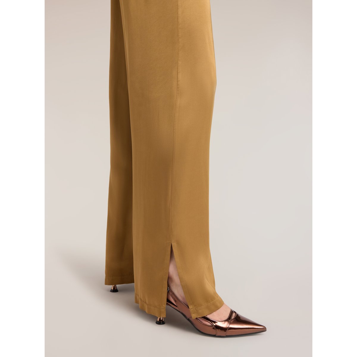 Pantalon palazzo en viscose beige, MOTIVI
