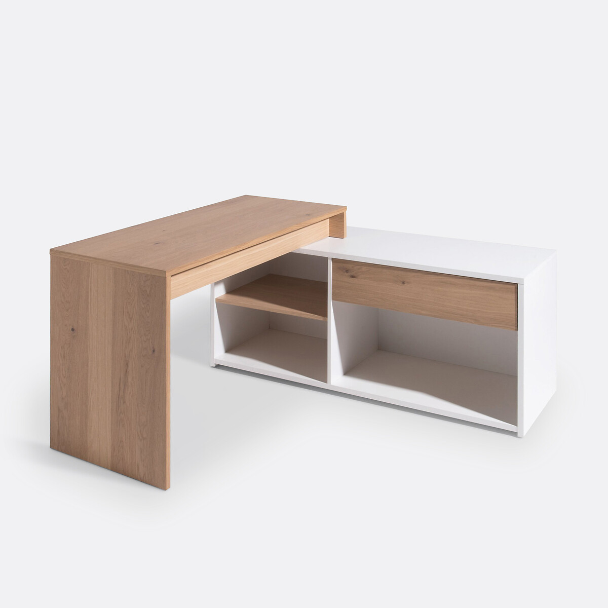 Bureau d'angle modulable, MADDO chêne/blanc, LA REDOUTE INTERIEURS