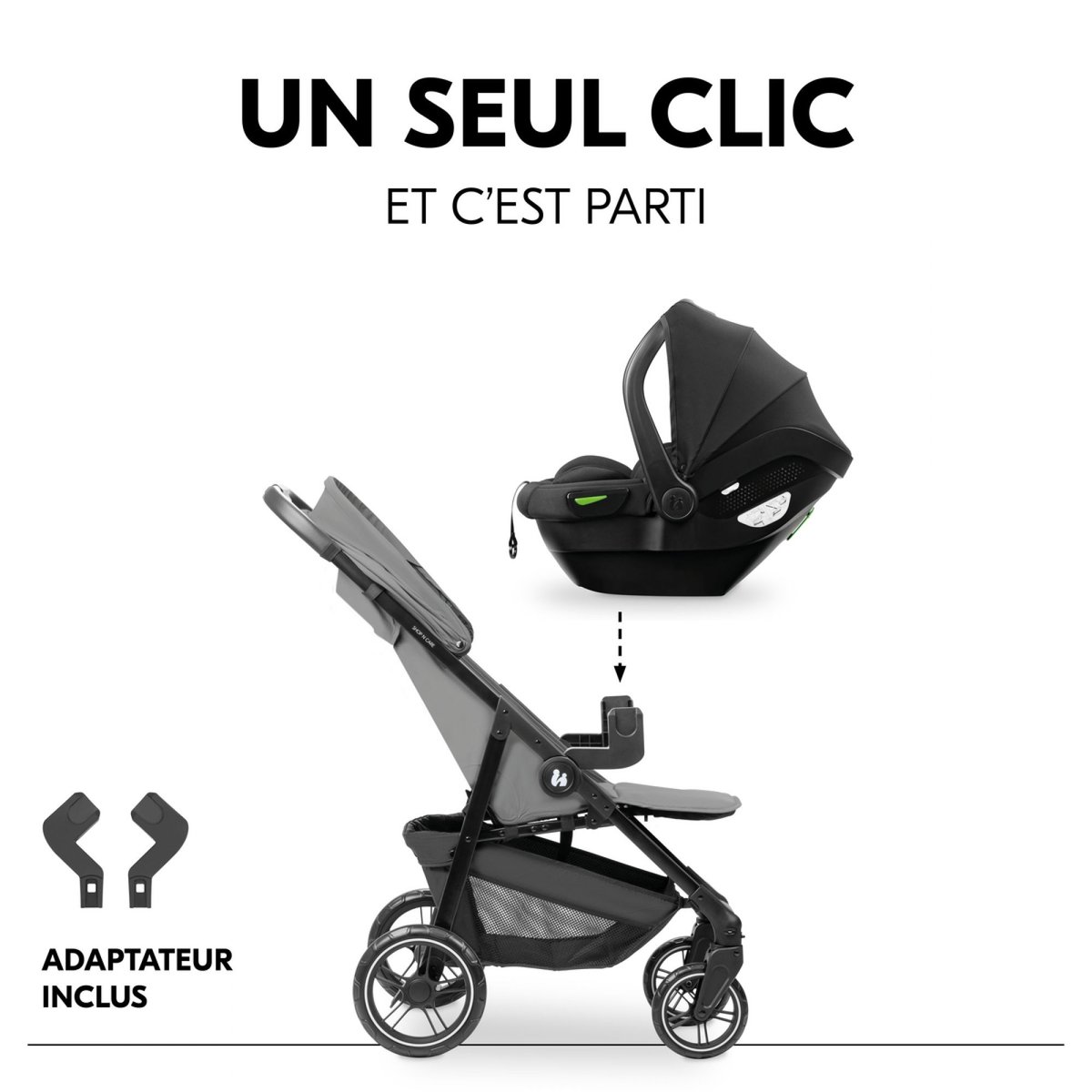 Poussette duo Shop N Care Travel Set gris, HAUCK