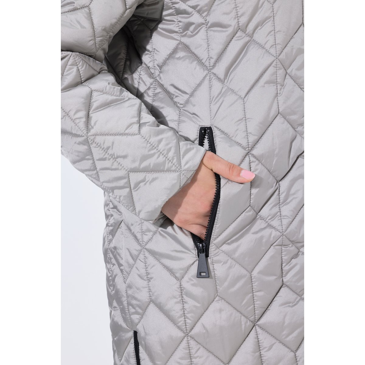 Manteau technique matelassé HYPAR à capuche gris moyen, ULLA POPKEN