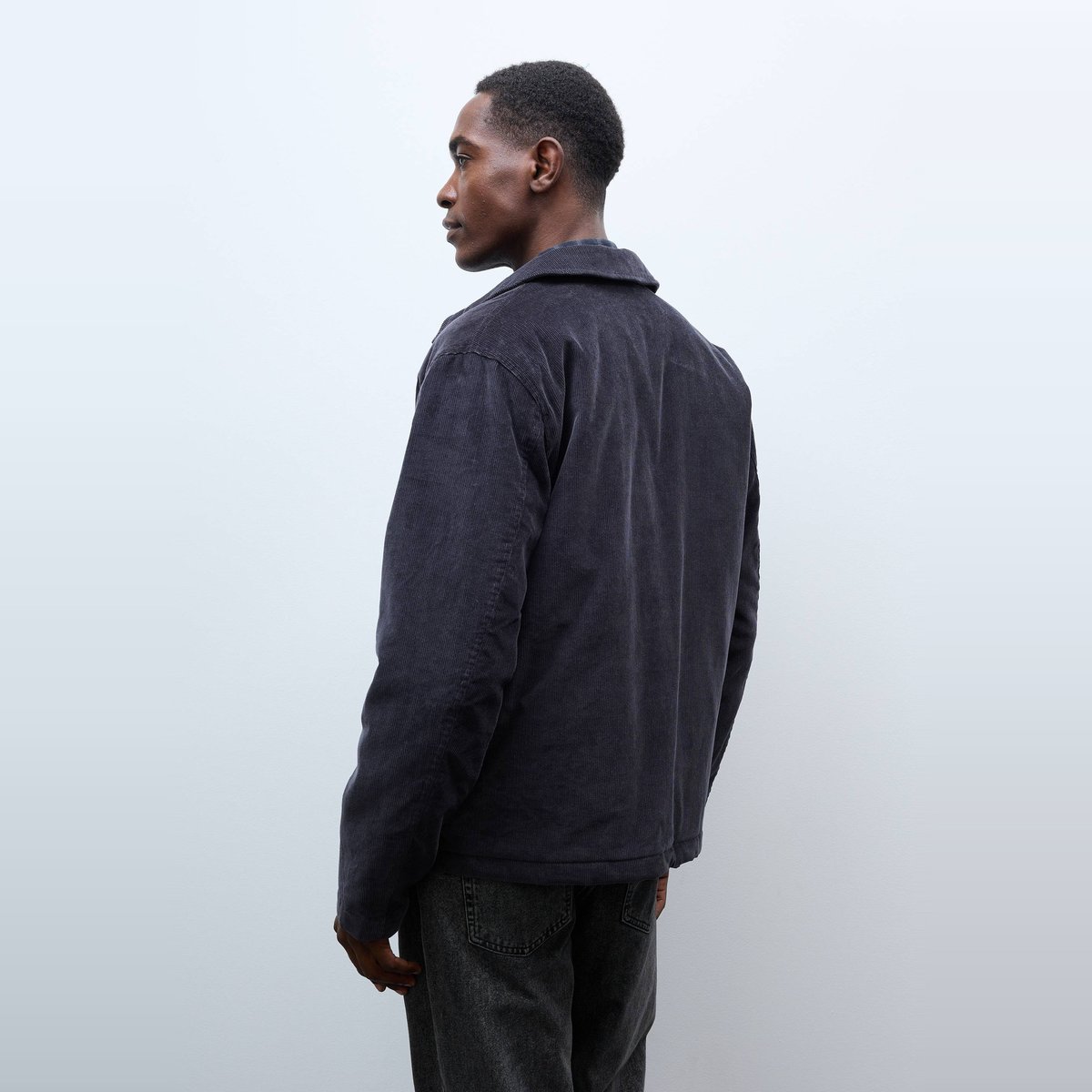 Veste col chemise en velours noir, MONOPRIX