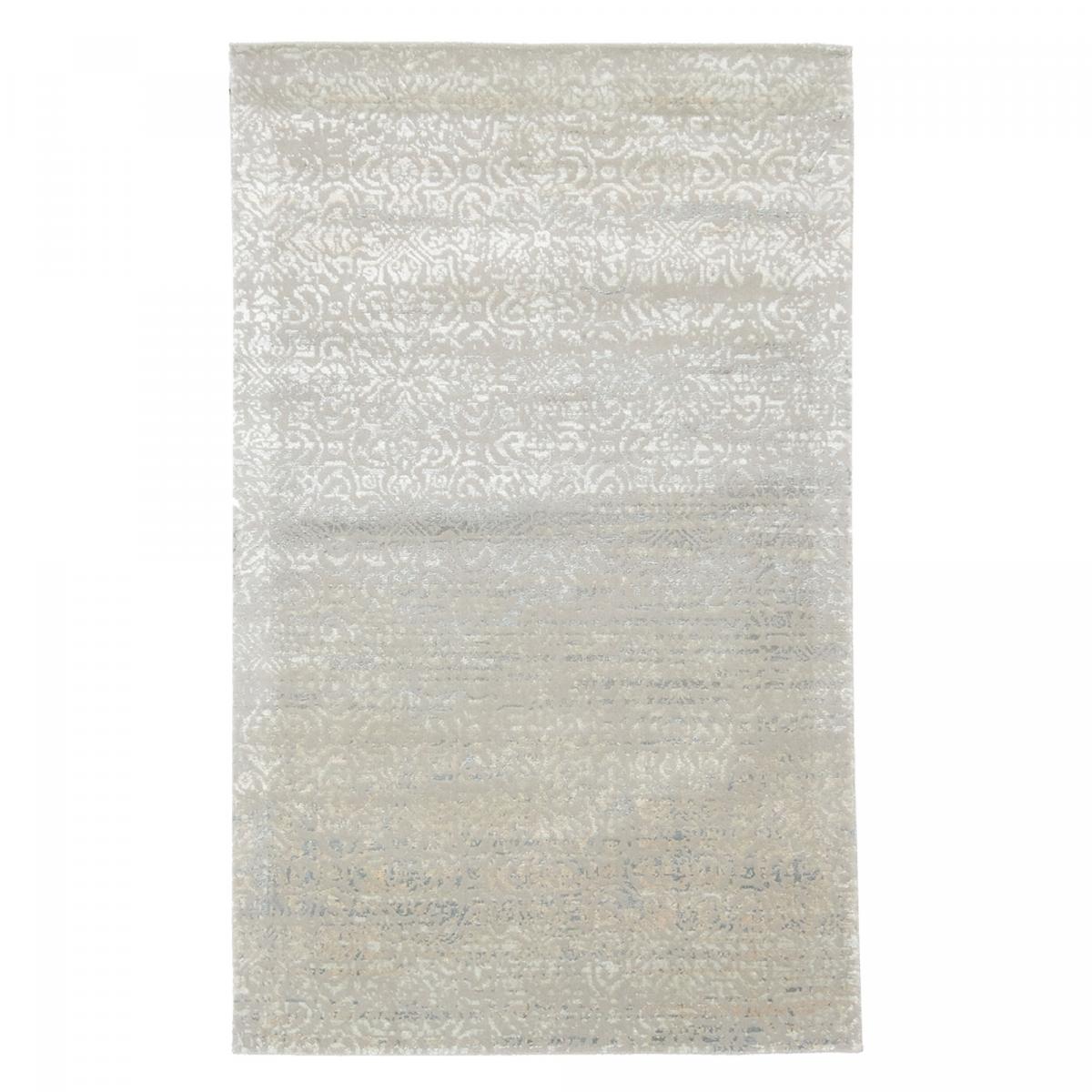 Tapis salon et chambre fait main en laine motif uni BREZE gris, blanc, UN AMOUR DE TAPIS