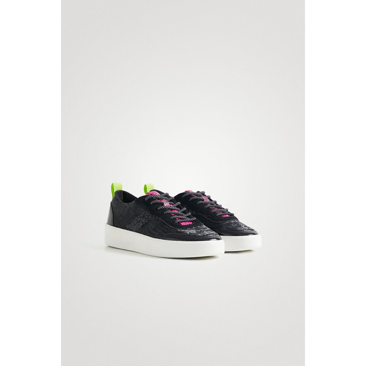Sneakers Cuir Synthétique Camouflage Glitter noir, DESIGUAL