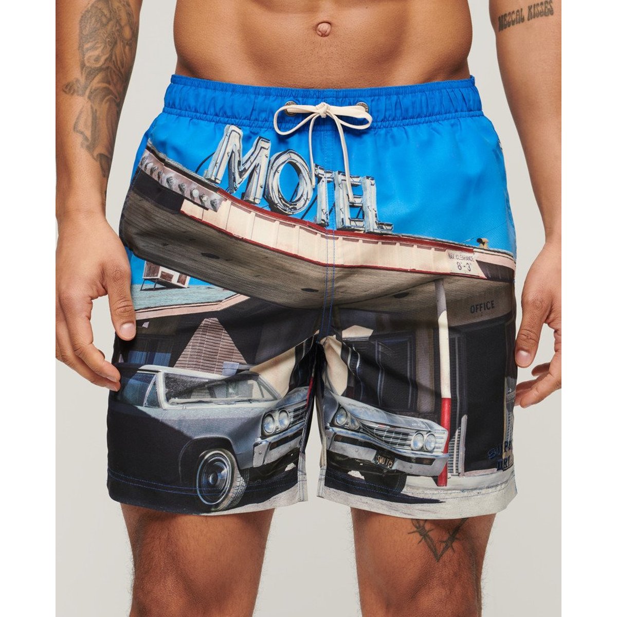 Short de bain Photographic recyclé longueur 43 cm motel blues, SUPERDRY