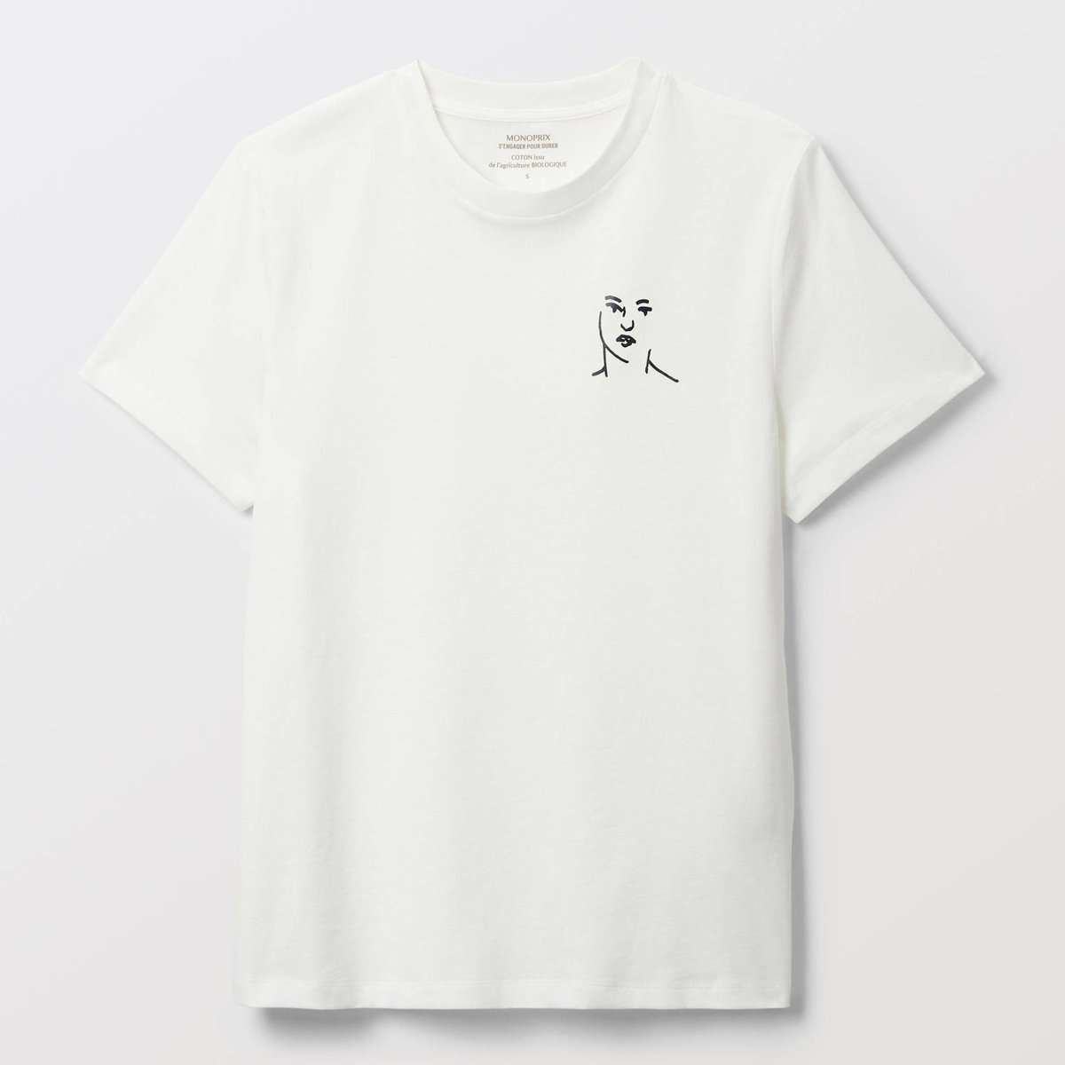 T-shirt à manches courtes avec imprimé placé ecru, MONOPRIX