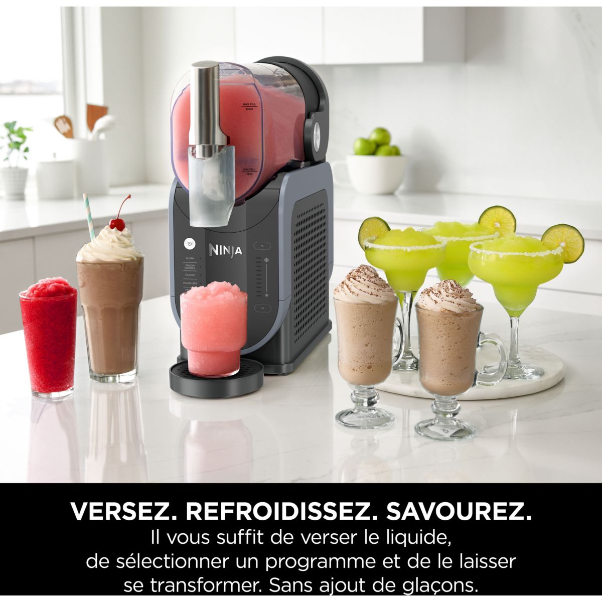 Machine à granita Slushi FS301EU Granités, Cocktails Glacés, Milkshakes, 5 Programmes, 2.5L, Maintien au Froid 12H couleur unique, NINJA
