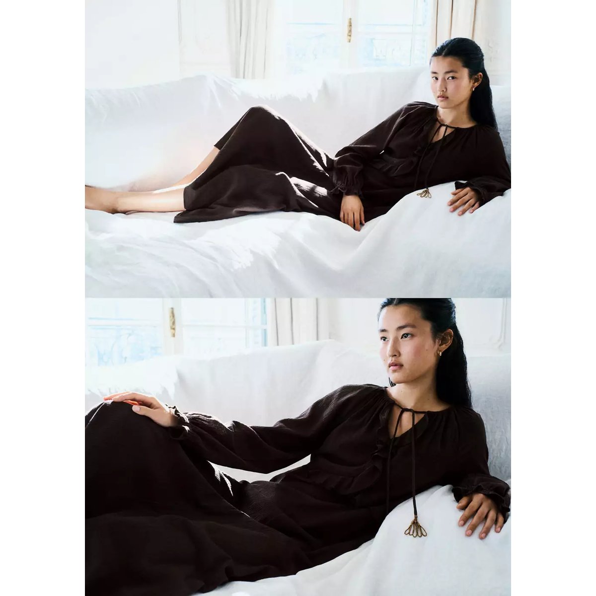 Robe texturée volants marron, MANGO TEEN