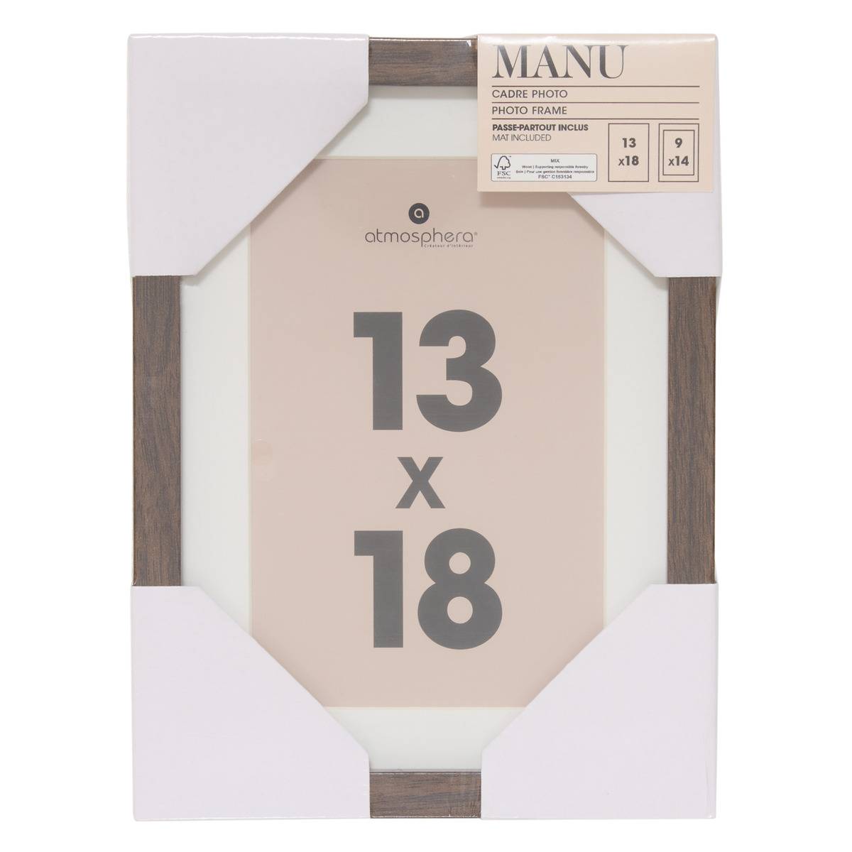 Cadre-photo rectangulaire MANU marron, ATMOSPHERA
